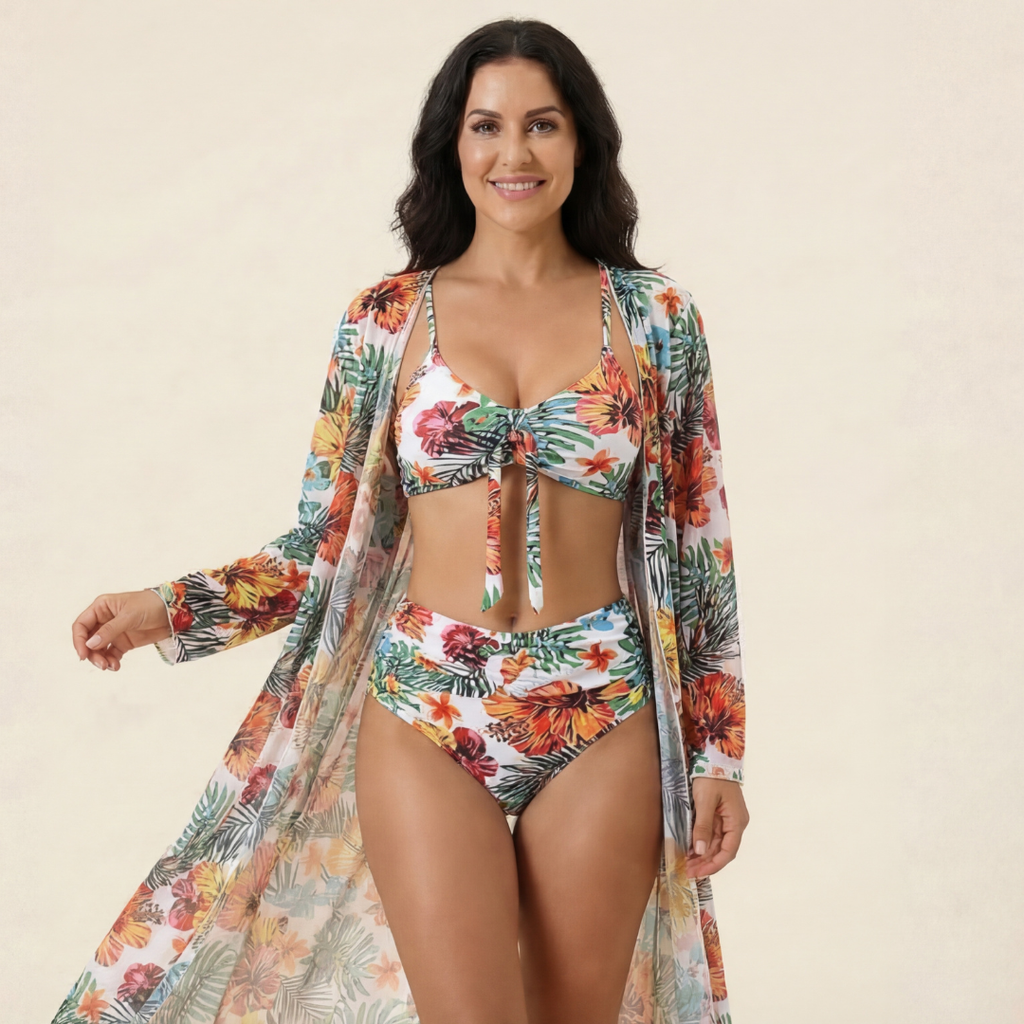 Samoa – Bikini Tropical con Kimono a Juego