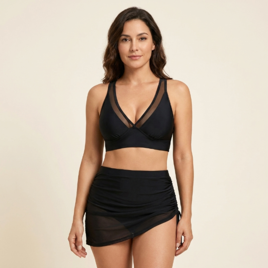 Sara - Bikini con falda de cintura alta y efecto moldeador